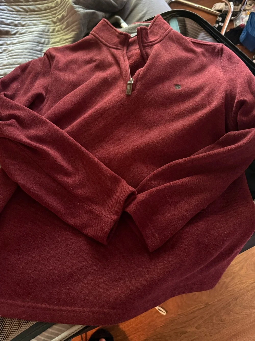 Izod Men's Zip-Up Sweater in Burgundy